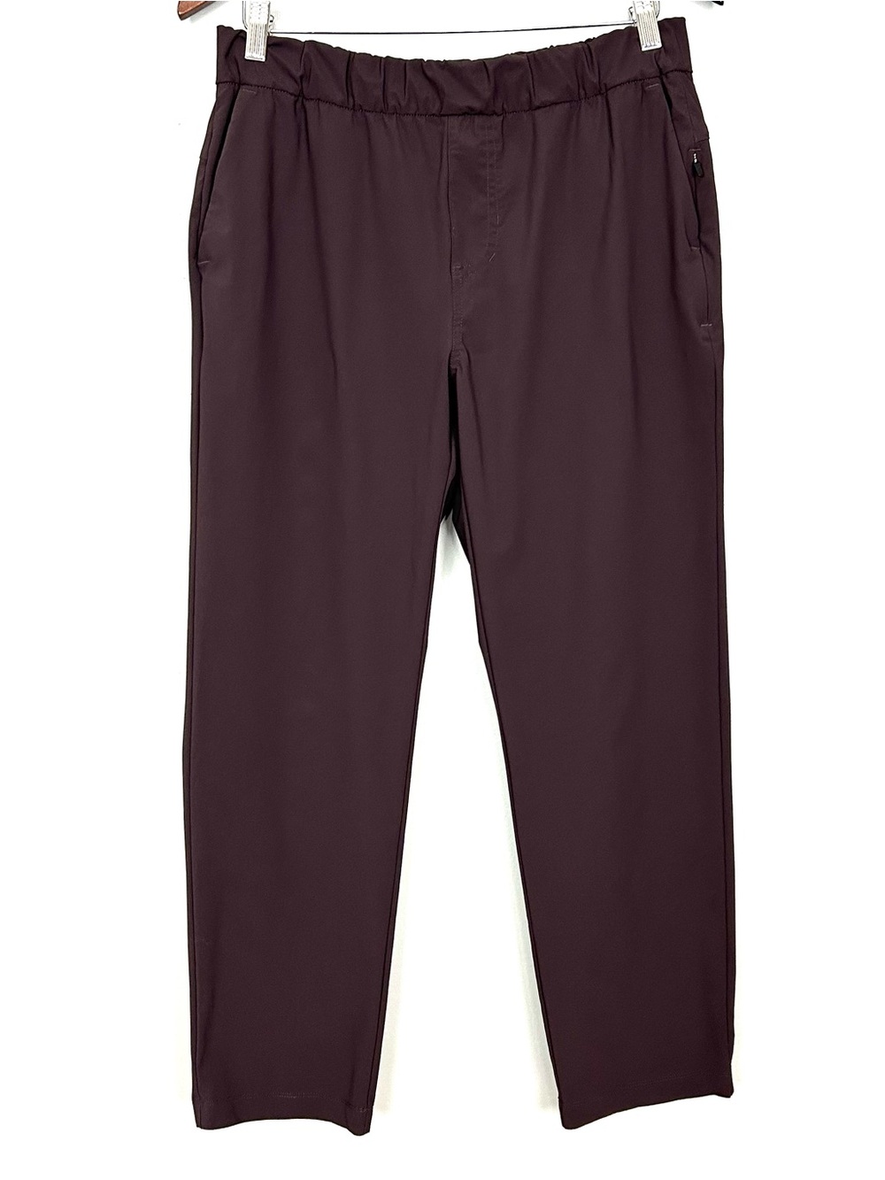 Vuori Miles Ankle Pants Women’s Size L Pull On Zip Pocket Straight Leg Brown